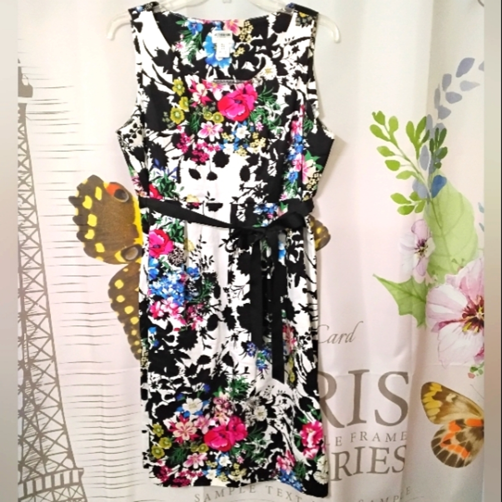 Floral Sleeveless Dress - Black and Pink